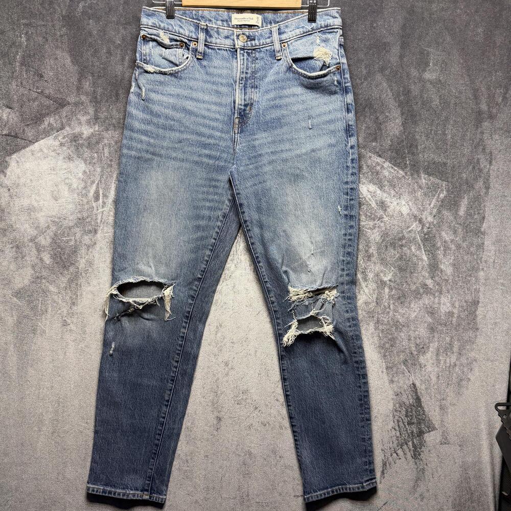 Abercrombie & Fitch Jeans Womens 28 Blue Mid Rise Boyfriend Denim Distressed